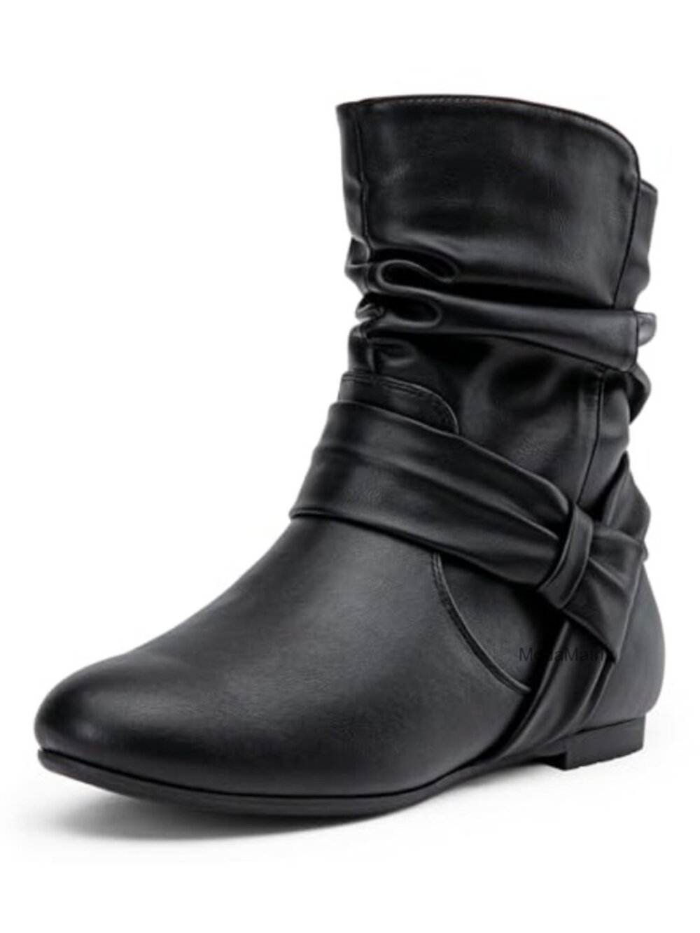 Women's Slouch Ankle Boots Faux Suede Side Zip Low Heel Booties